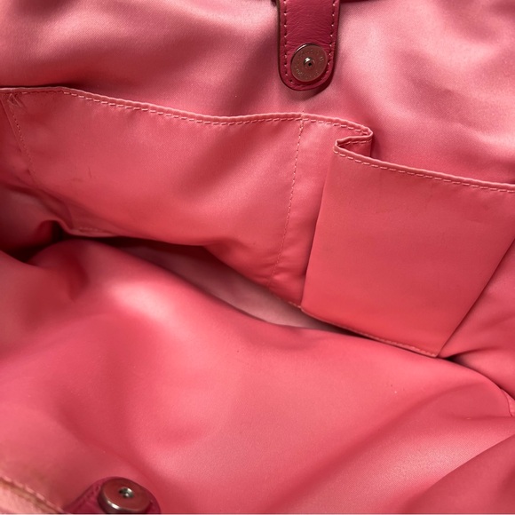 Coach Bleecker Tan beige C Signature Jacquard w/Pink Floral Handbag Tote Bag - Picture 13 of 13